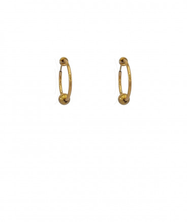 Créoles clip acier doré 2 cm perle ronde