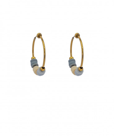 Créoles clip acier doré 3 cm charms
