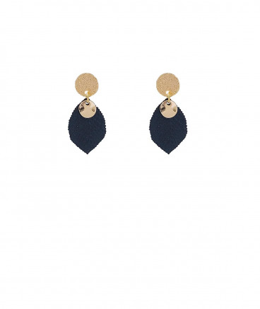 Boucles d'oreilles feuille noire