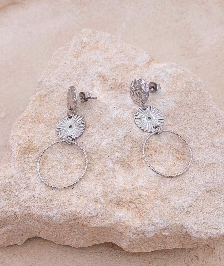 Boucles d'oreilles anneau rhodié