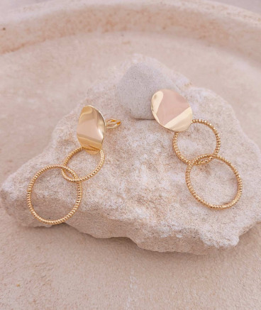 Boucles d'oreilles clips double anneau doré