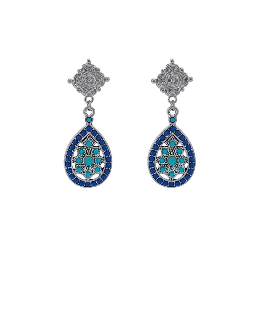 Boucles D'oreilles Vintage à Clips - Perles Bleues Magnifiques - Bijou Fantaisie 3129