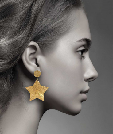 Boucles d'oreilles clip acier doré étoiles