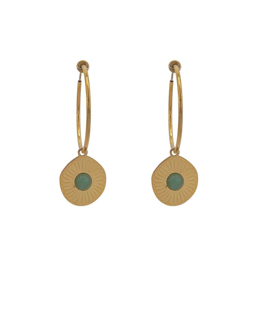 Boucles D'oreilles Clip Or Avec Jade Vert - Style Art Déco Vintage - Neuf