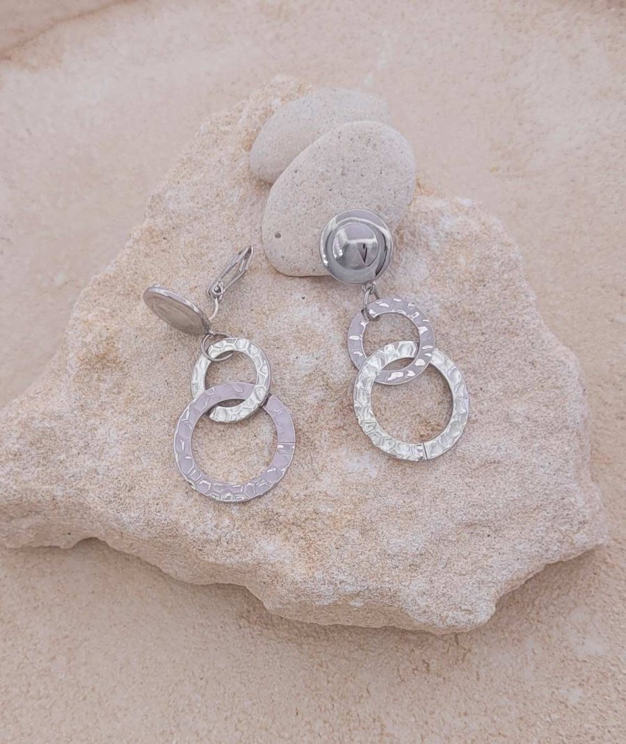 Lot De Boucles Clips Rétro Tête De Cheval Rhodié Or - Numéroté 110, Très Bon état