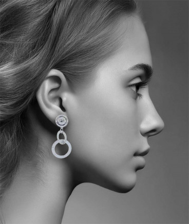 Boucle d'oreille clip jade verte argenté