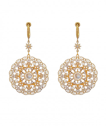 Boucles oreilles clips filigrane doré strass
