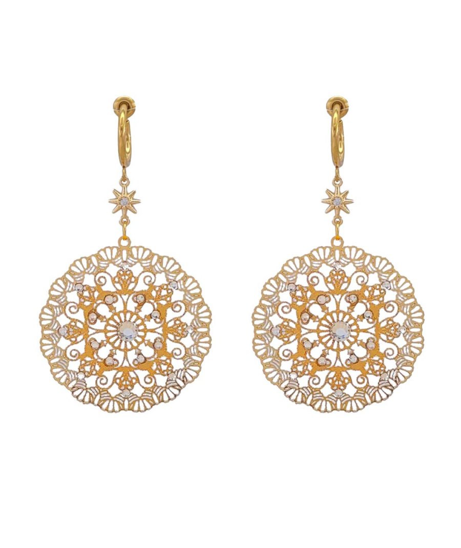 Cambon Chanel Boucles d'oreilles clip CC perle CC Vermeil Doré ref