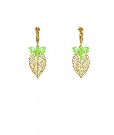 Boucles oreilles clip vert fluo