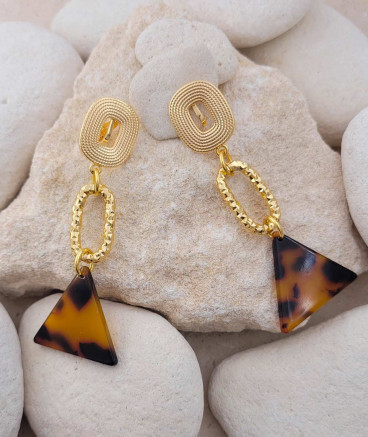 Boucles oreilles à clips pendantes écailles