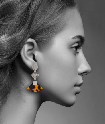 Boucles oreilles à clips écailles rhodiées (non percées)