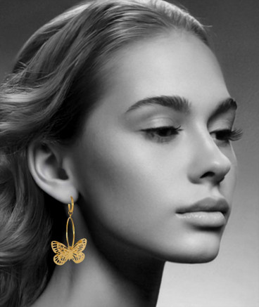 Boucles oreilles clip acier créole et papillon (non percées)