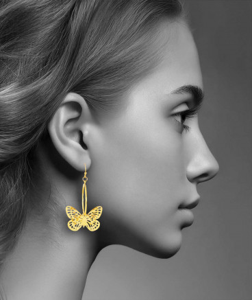 Boucles oreilles acier créole et papillon