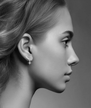 Boucles d'oreilles clip balancier strass rhodiés