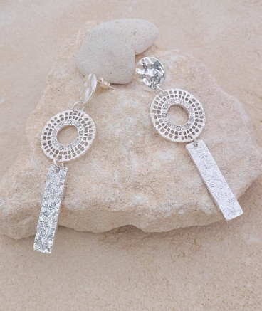 Boucles d'oreilles longues argentées