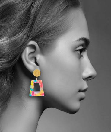Boucles oreilles acier multicolores