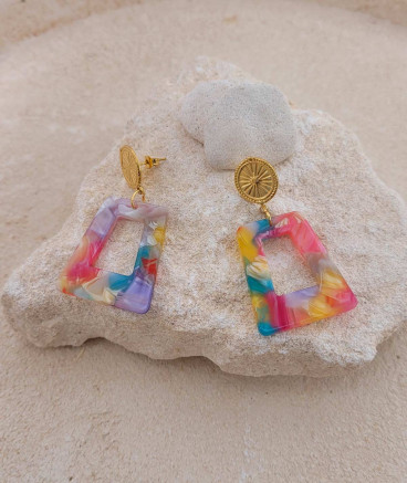 Boucles oreilles acier multicolores