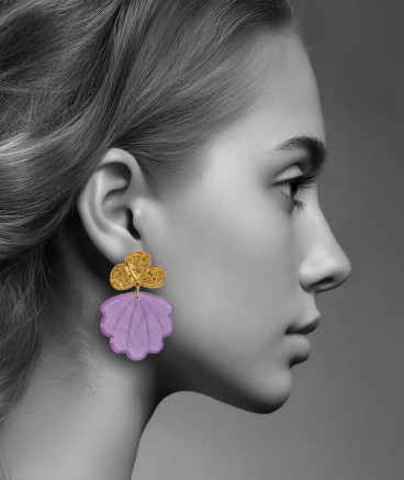 Boucles oreilles clips violettes