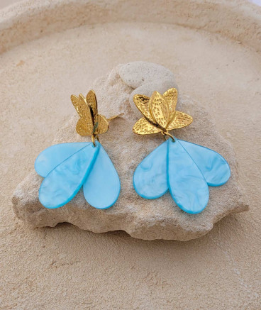 Boucles d'oreilles clip bleu turquoise clair