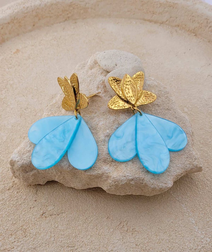 Boucles d'oreilles clip bleu turquoise clair