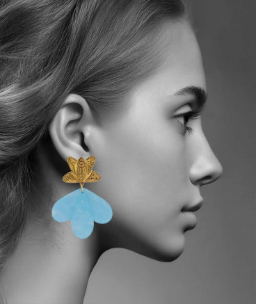 Boucles d'oreilles clip bleu turquoise clair