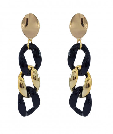 Boucles d'oreilles à clip 3 oversize chaînes noires