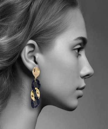 Boucles d'oreilles à clip 3 oversize chaînes noires