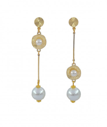 Boucles D'oreilles Paper Clip En Perles Naturelles – Plaqué Or, Clips, Neuf Avec étiquettes
