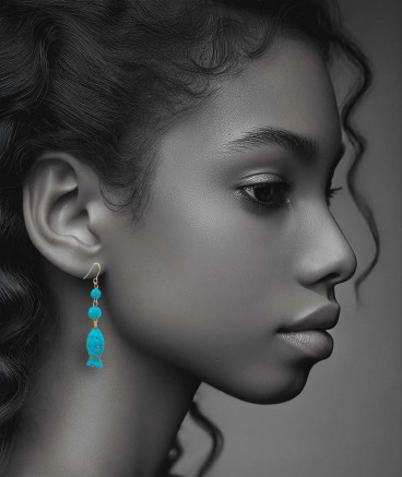Boucles oreilles poisson turquoise