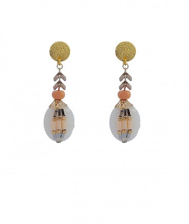 Boucles d'oreilles clip jade blanc