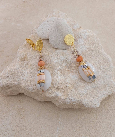 Boucles d'oreilles clip jade blanc