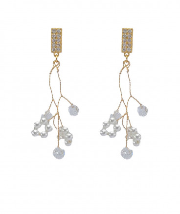 Boucles d'oreilles clip mariage fleurs perles