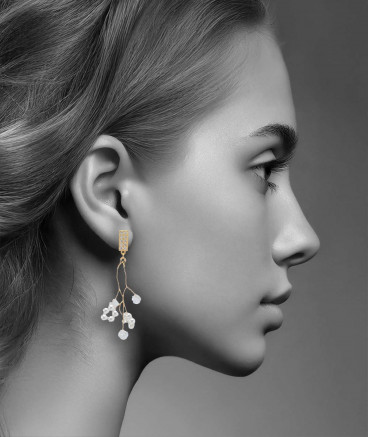 Boucles d'oreilles clip mariage fleurs perles