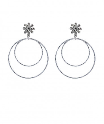 Boucles d'oreilles 2 anneaux rhodiées