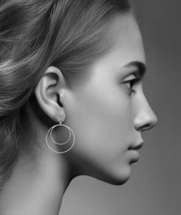 Boucles d'oreilles 2 anneaux rhodiées