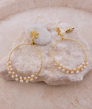 Boucles d'oreilles clip acier perles, ultra confort et féminines pour celles qui aiment les perles et la légèreté.