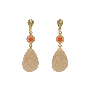 Boucles oreilles à clips pendantes légères corail