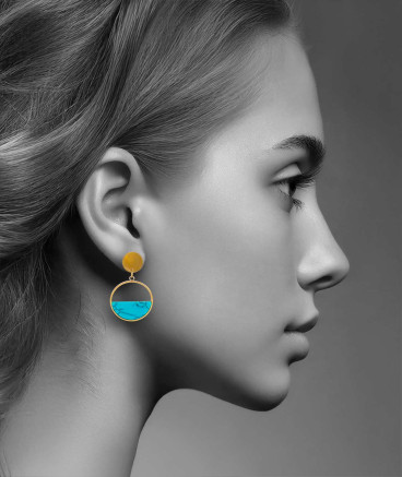 Boucles d'oreilles acier turquoise