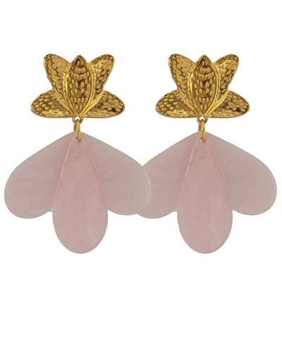 Boucles d'oreilles clip acétate vieux rose poudré