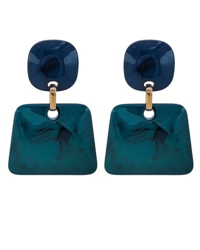 Boucles oreilles clips vintage résine bleu canard (non percées)