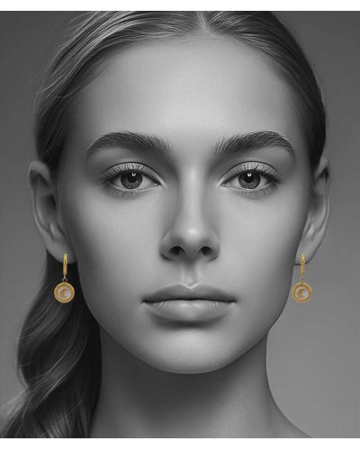 Boucles oreilles clips acier doré charms Lune (non percées)