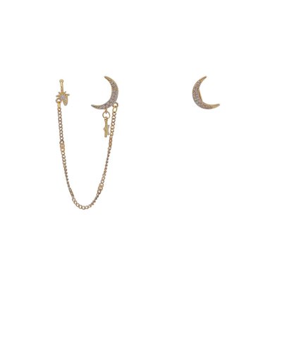 Bijoux d'oreilles Ear cuff non percé strass Lunes dorées