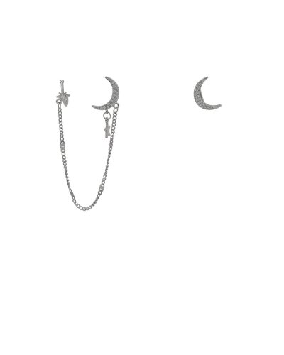 Bijoux d'oreilles Ear cuff non percé strass Lunes rhodié