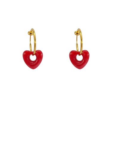 Créoles clip acier doré 2 cm coeur St Valentin (non percées)