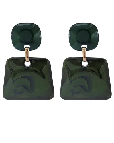 Boucles oreilles clips acétate résine vert olive (non percées)