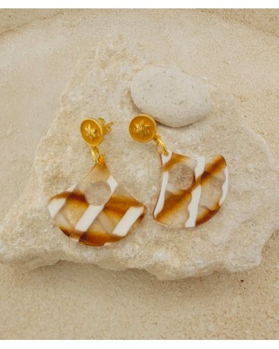 Boucles oreilles camel et blanches