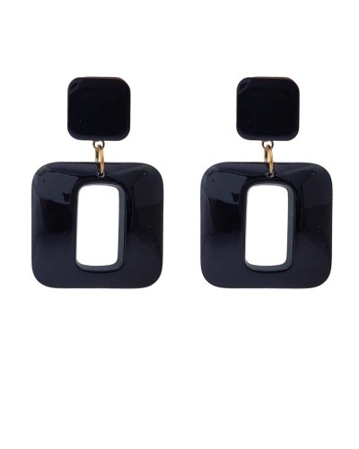 Boucles oreilles clips vintage résine noires (non percées)