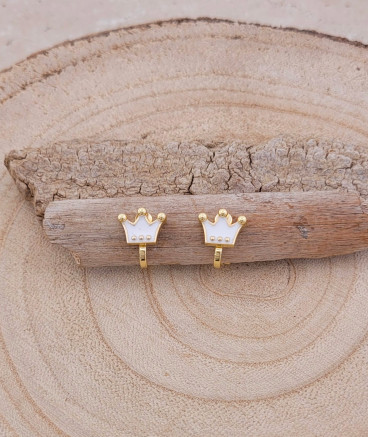 Mini boucles d'oreilles à clip couronne blanche pour les petites filles et jouer à la princesse - Pépita by Tara Pépita