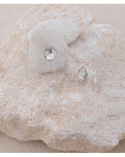 Mini boucles oreilles clip strass