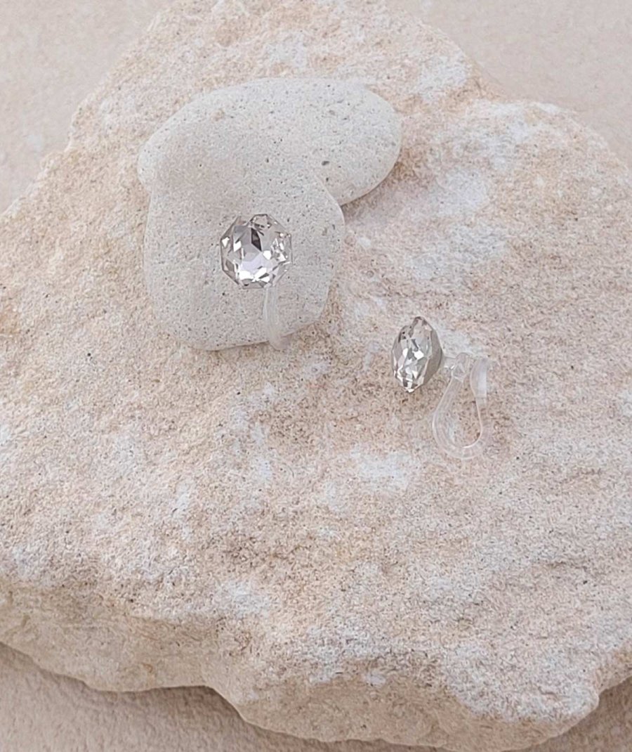 Mini boucles oreilles clip strass